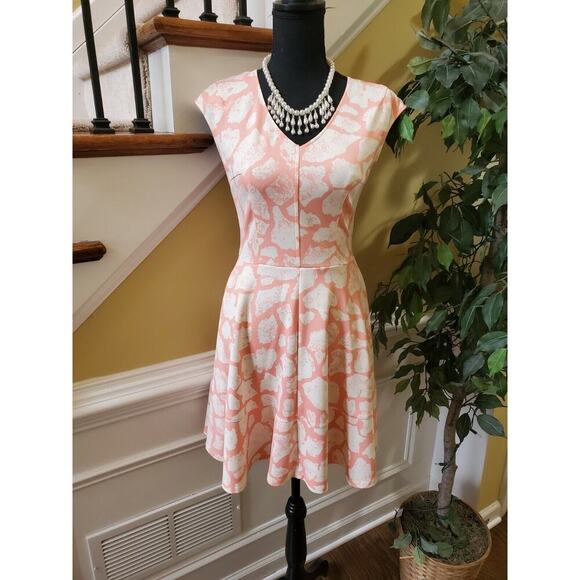 Bar III Pink Print Stretch Career Casual DRESS SZ M - Picture 1 of 8